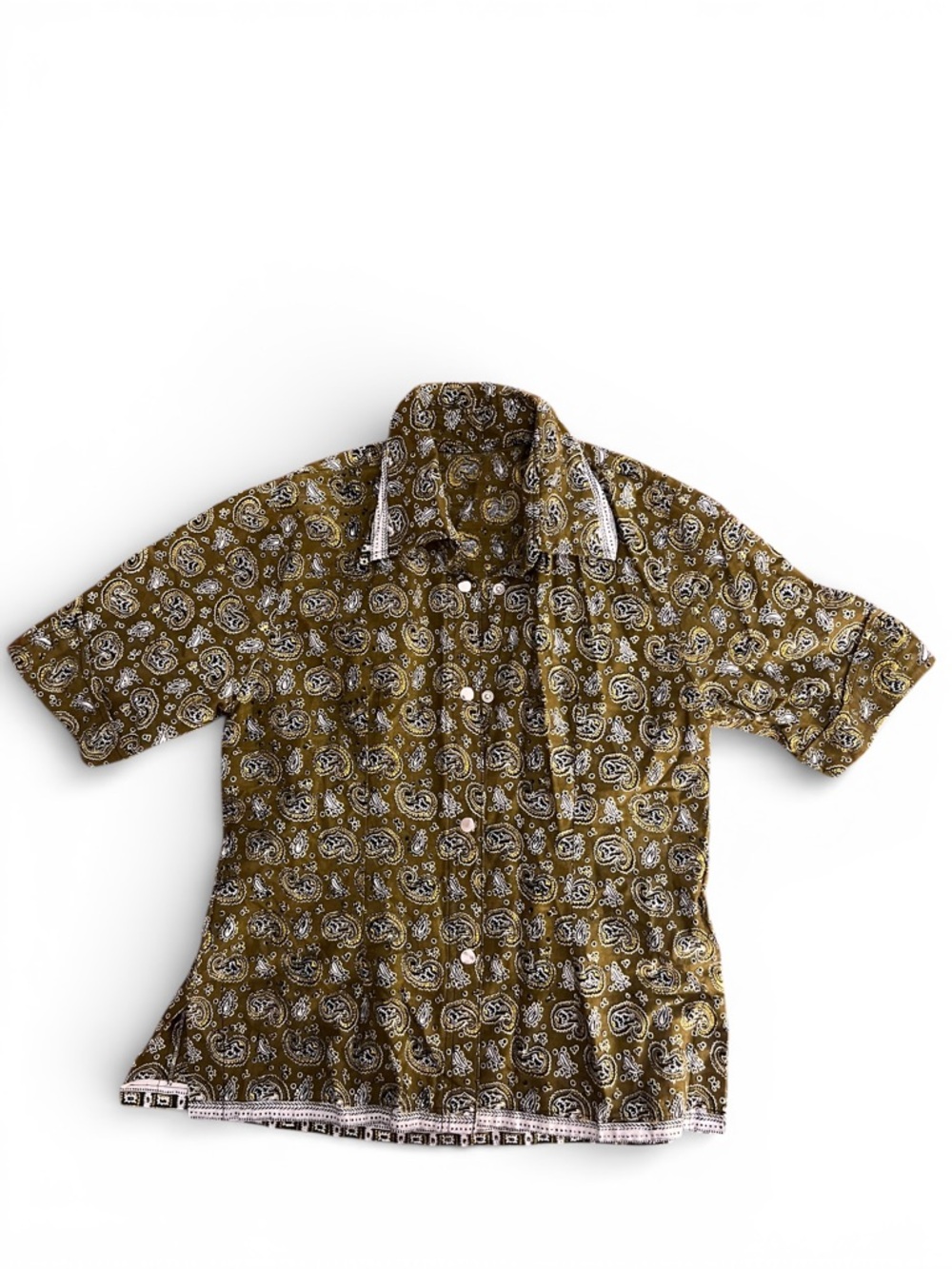 Women’s Paisley Button-up shirt  in Olive green S
